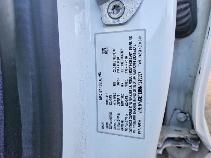 2022 TESLA MODEL 3 12