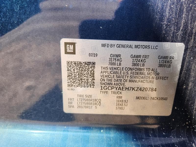 2019 CHEVROLET SILVERADO K1500 12