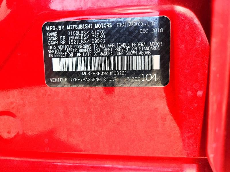 2019 MITSUBISHI MIRAGE G4 ES 12