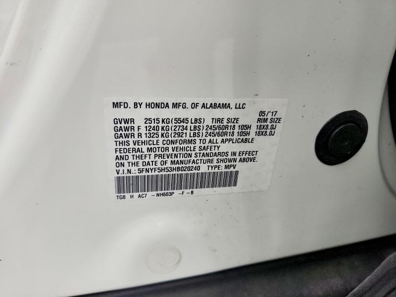 2017 HONDA PILOT EXL 13