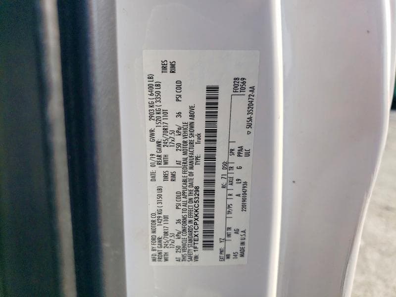 2019 FORD F150 SUPER CAB 12