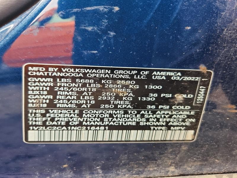 2022 VOLKSWAGEN ATLAS CROSS SPORT SE 13