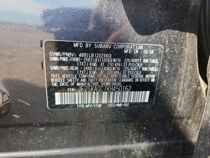 2019 SUBARU FORESTER PREMIUM 12