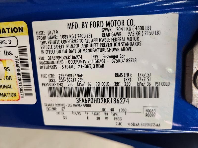2019 FORD FUSION SE 12