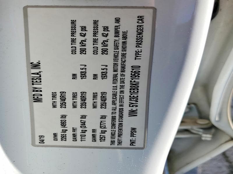2019 TESLA MODEL 3 12