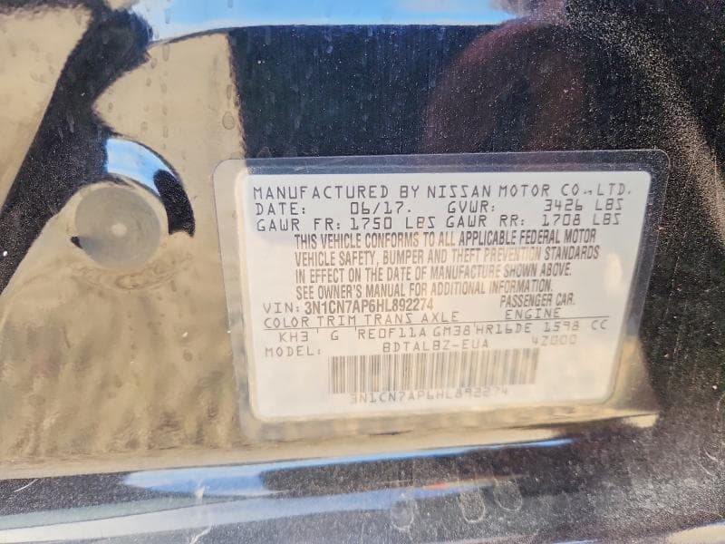 2017 NISSAN VERSA 1.6 S 12
