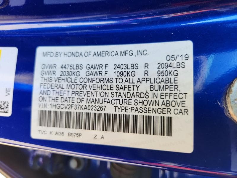 2019 HONDA ACCORD SPORT 12