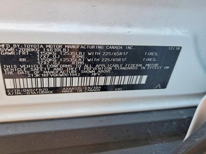 2019 TOYOTA RAV4 LE 12