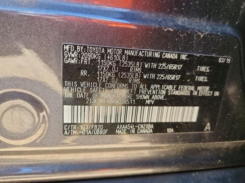 2019 TOYOTA RAV4 LE 13