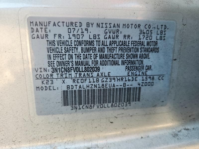 2020 NISSAN VERSA SR 13