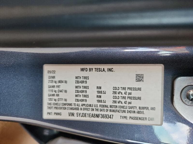 2022 TESLA MODEL 3 12