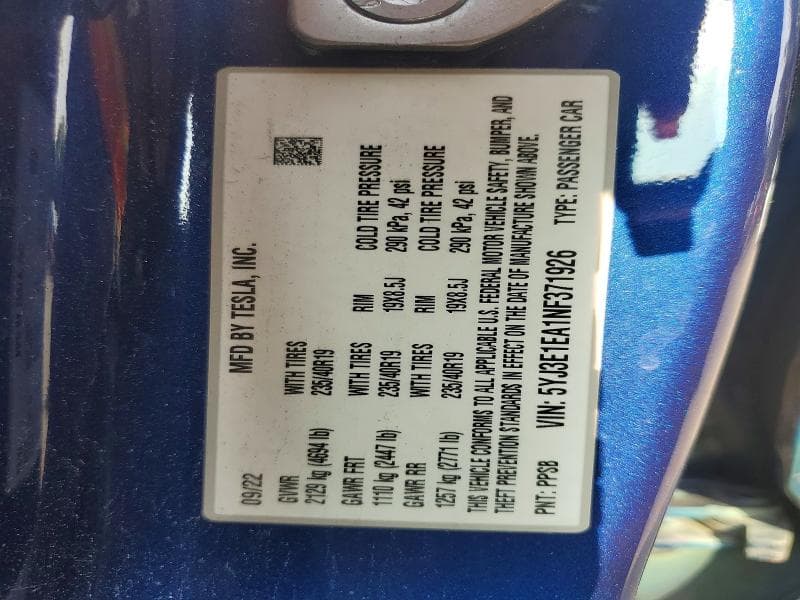 2022 TESLA MODEL 3 13
