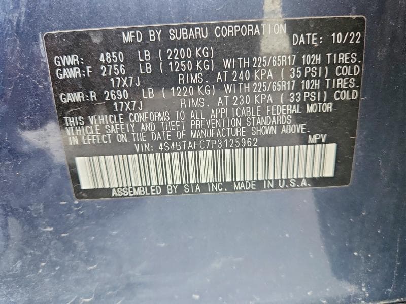2023 SUBARU OUTBACK PREMIUM 12