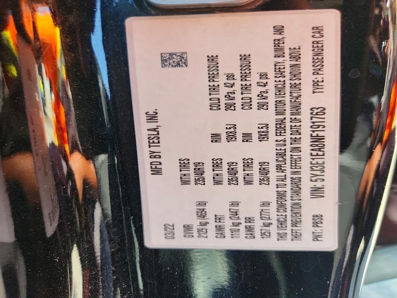 2022 TESLA MODEL 3 12