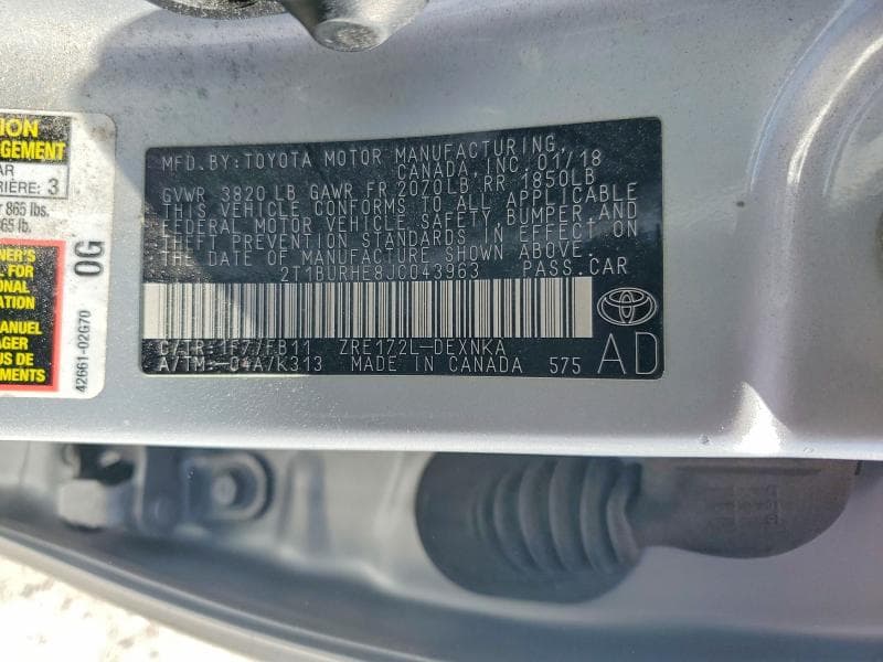 2018 TOYOTA COROLLA LE 12