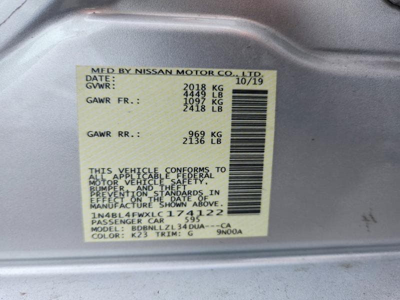 2020 NISSAN ALTIMA PLATINUM 12