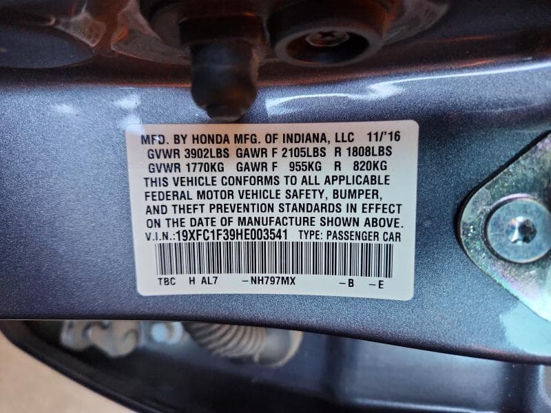 2017 HONDA CIVIC EX 12