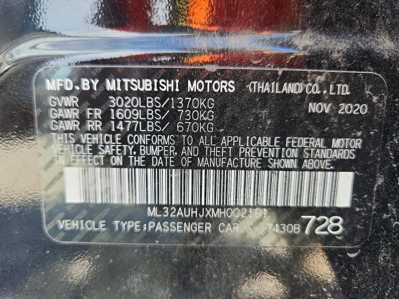 2021 MITSUBISHI MIRAGE ES 14