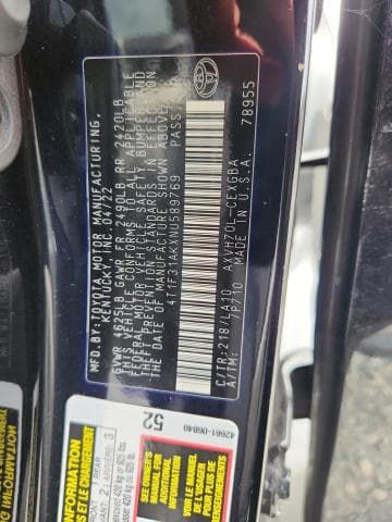2022 TOYOTA CAMRY XLE 12