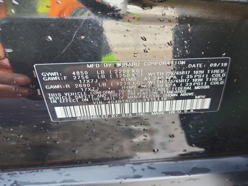 2020 SUBARU OUTBACK PREMIUM 13