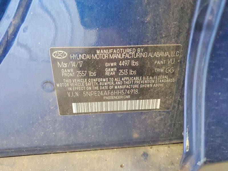 2017 HYUNDAI SONATA SE 12
