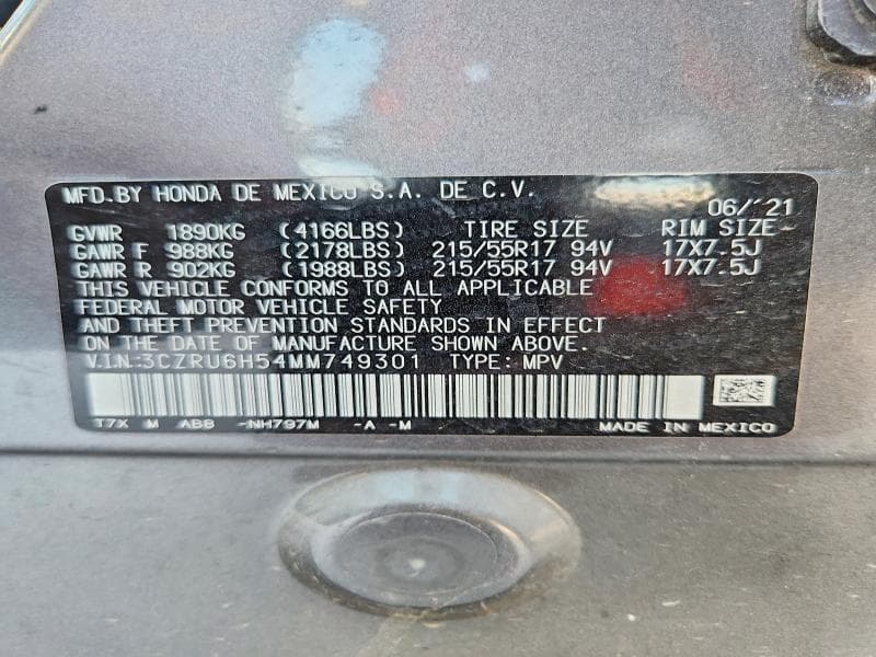 2021 HONDA HR-V EX 12