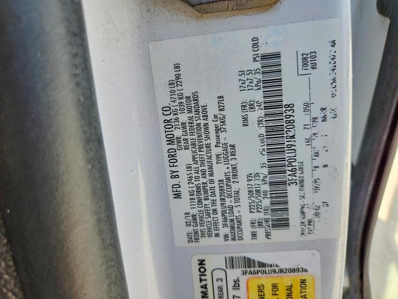 2018 FORD FUSION SE HYBRID 12
