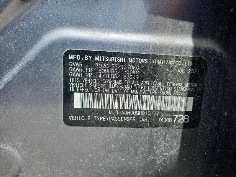 2021 MITSUBISHI MIRAGE ES 12