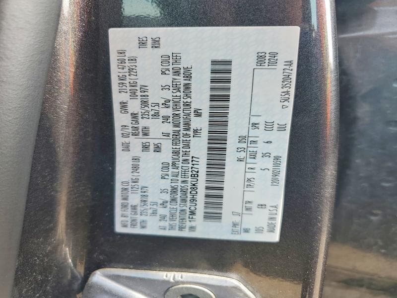 2019 FORD ESCAPE SEL 13