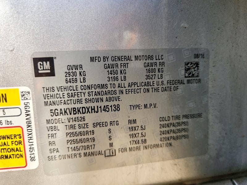 2017 BUICK ENCLAVE 13