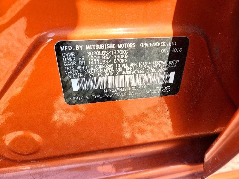 2019 MITSUBISHI MIRAGE LE 12