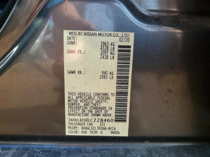 2020 NISSAN ALTIMA SR 12