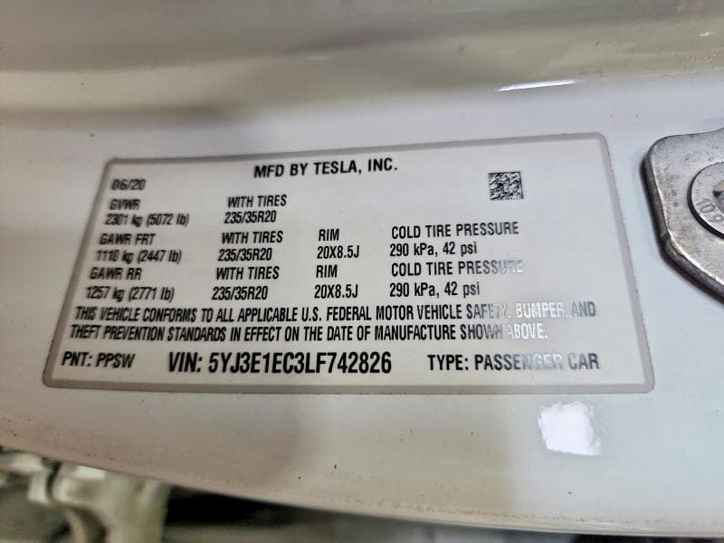 2020 TESLA MODEL 3 12