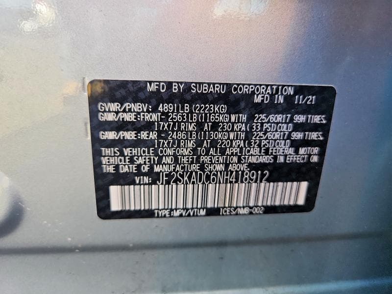 2022 SUBARU FORESTER PREMIUM 14