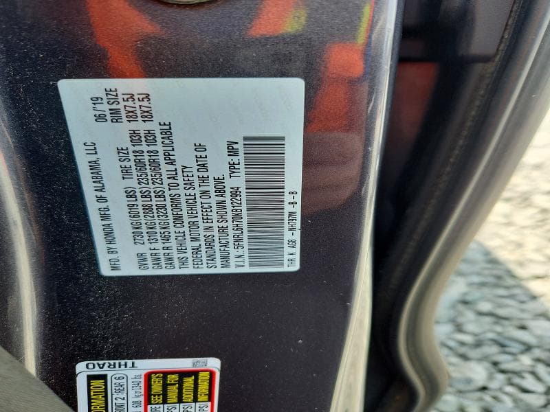 2019 HONDA ODYSSEY EXL 13