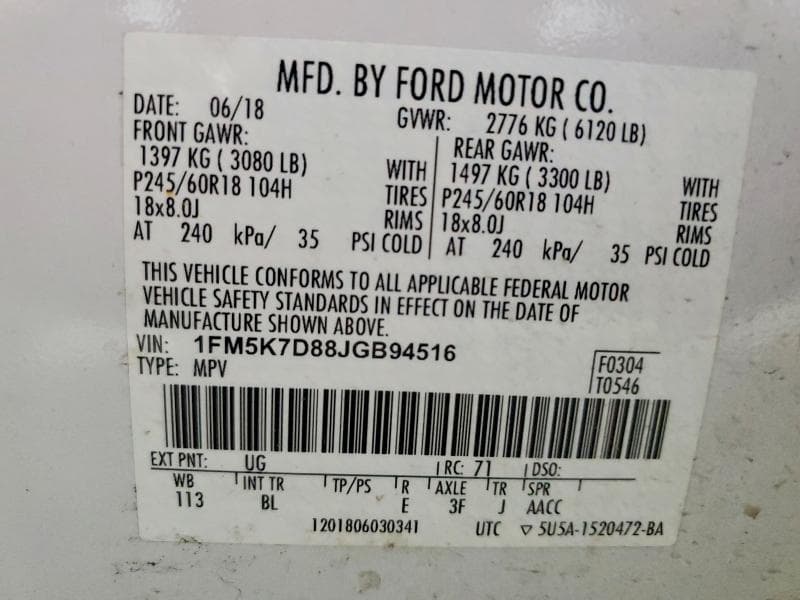 2018 FORD EXPLORER XLT 13