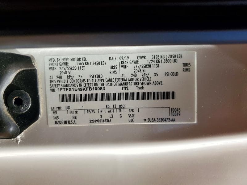 2019 FORD F150 SUPER CAB 12