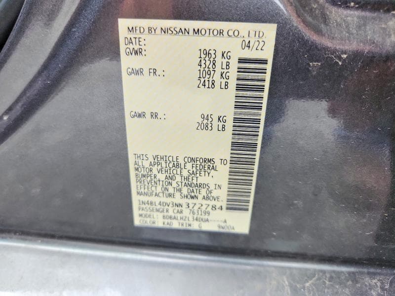 2022 NISSAN ALTIMA SV 12