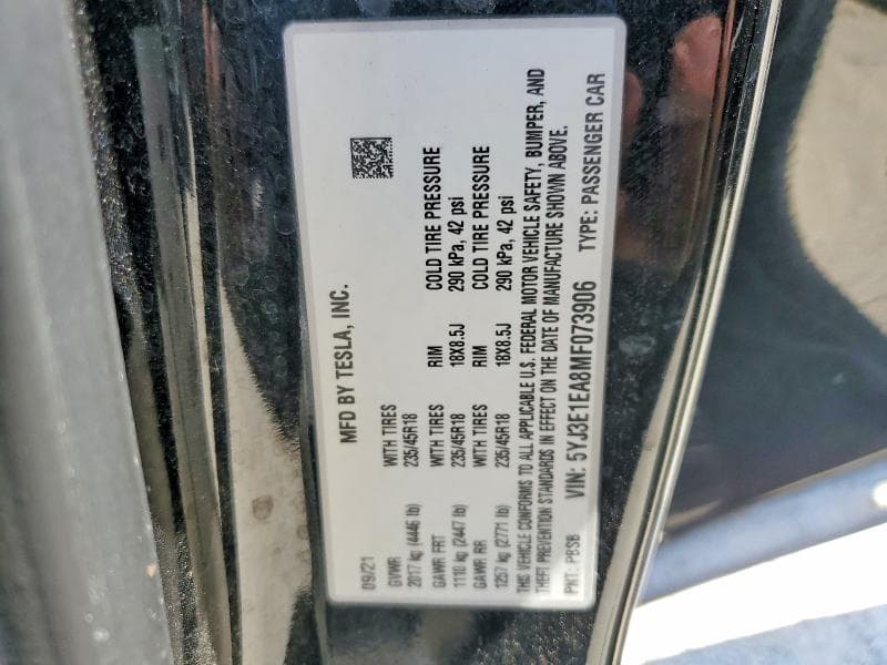 2021 TESLA MODEL 3 12