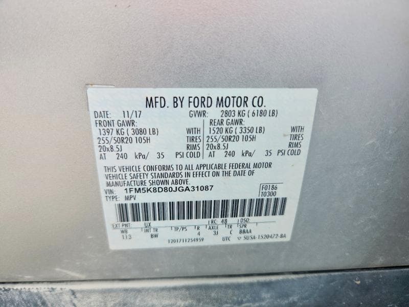 2018 FORD EXPLORER XLT 13