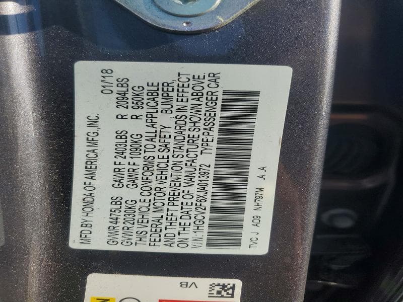 2018 HONDA ACCORD EXL 13