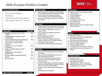 2026 CHRYSLER PACIFICA LIMITED 13