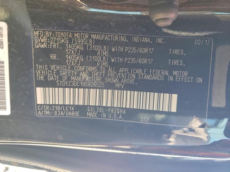2017 TOYOTA SIENNA XLE PREMIUM 8-PASSENGER 13