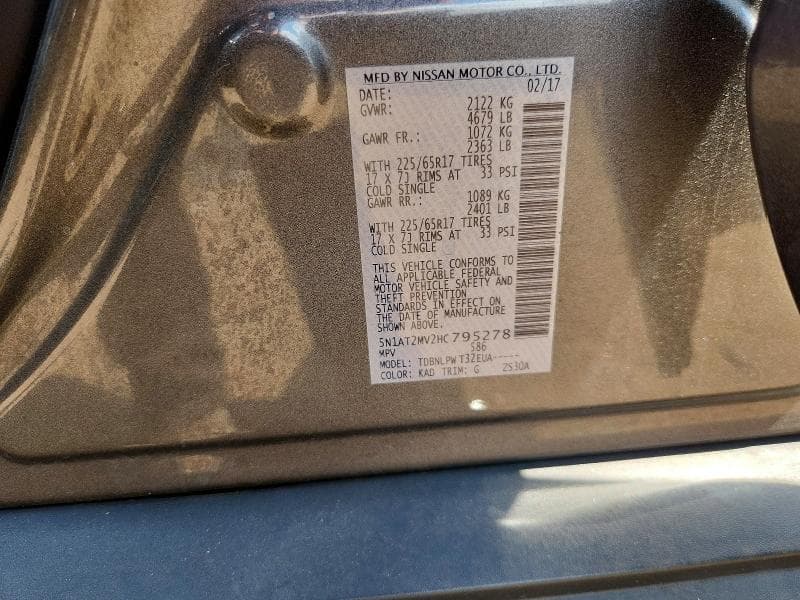 2017 NISSAN ROGUE S 12