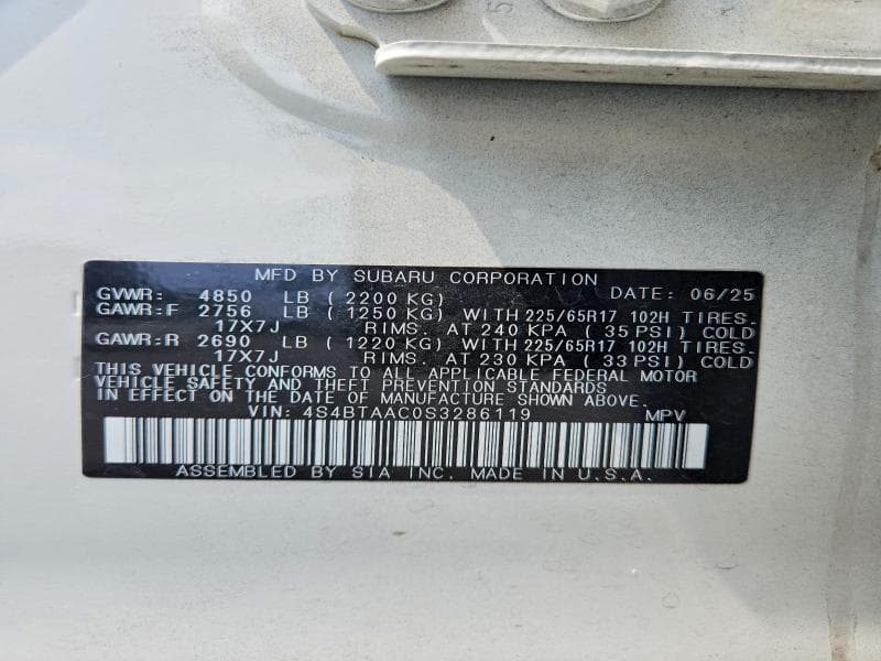 2025 SUBARU OUTBACK 12