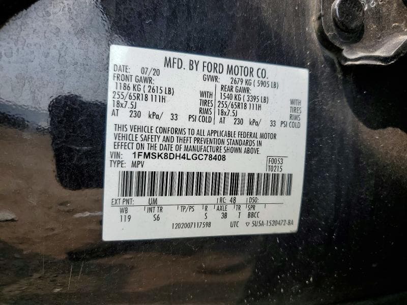 2020 FORD EXPLORER XLT 13