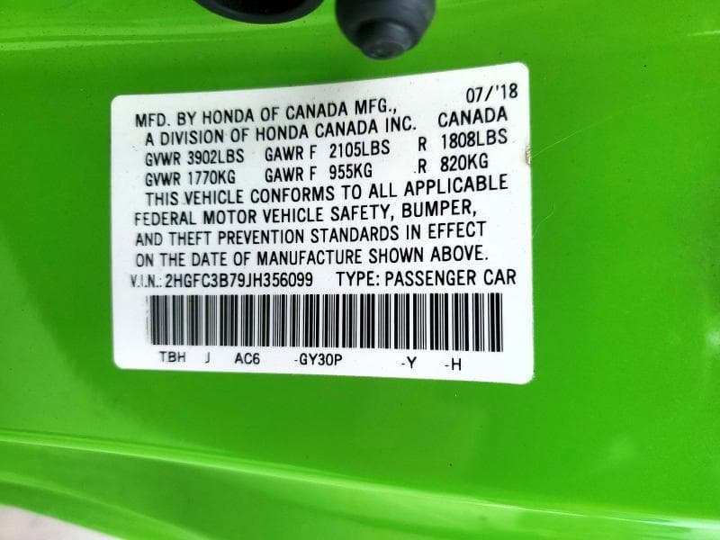 2018 HONDA CIVIC EXL 12