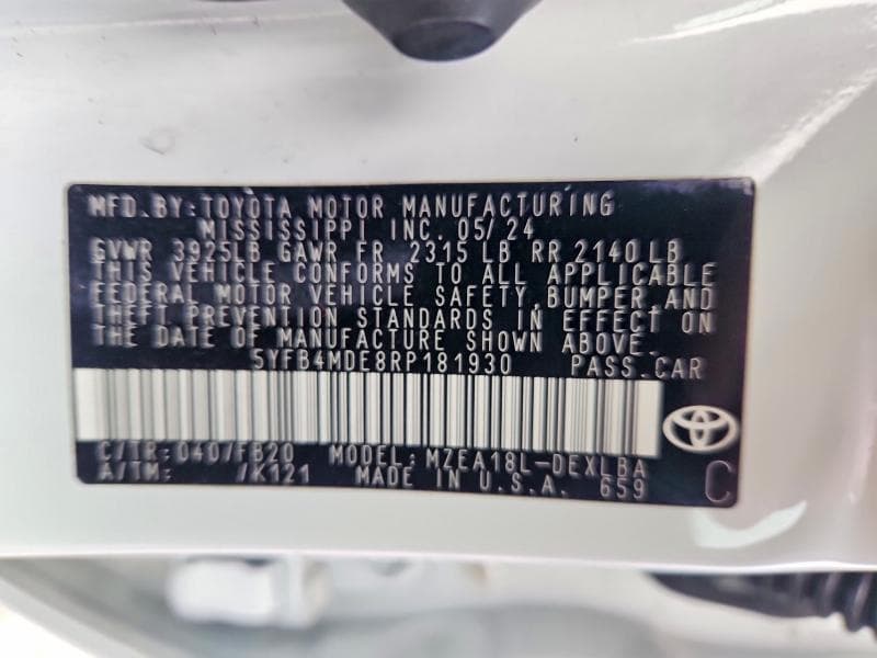 2024 TOYOTA COROLLA LE 13