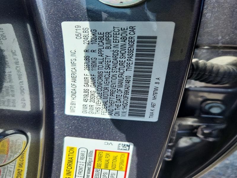 2019 HONDA ACCORD TOURING HYBRID 12