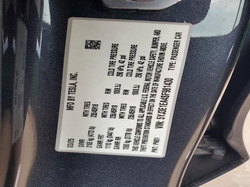 2025 TESLA MODEL 3 12